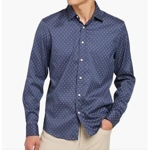 Faherty Mens XXL The Movement Shirt‎ Navy Blue Dusk Diamond Print NWT